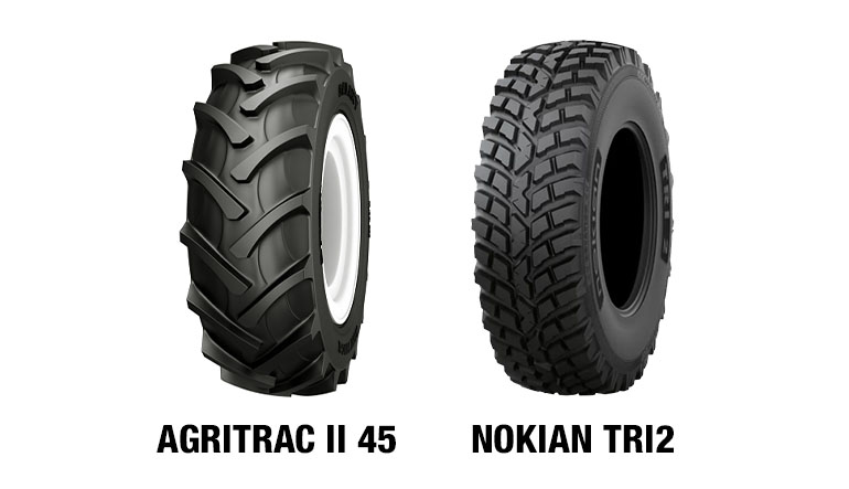 Massey Ferguson tire options with R1 and TRI 2 treads.